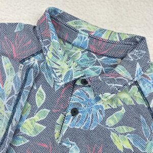 Tommy Bahama IslandZone Polo Mens XL Blue Tropical Monstera Leaf Floral ST226200